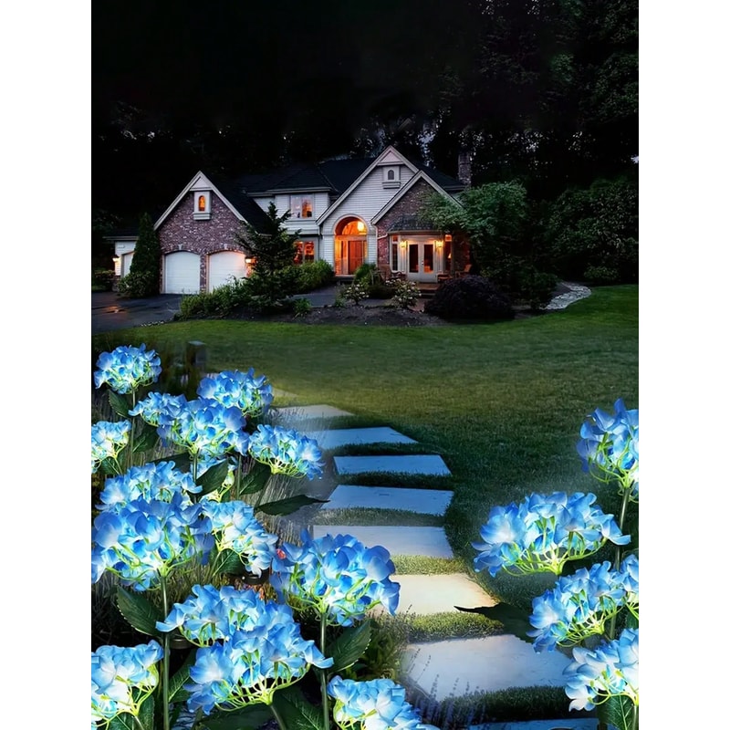 LED Artificial Flower Lights Solar Hydrangea Lights With 3 Heads For Outdoor Yard Garden Lawn Fence 3