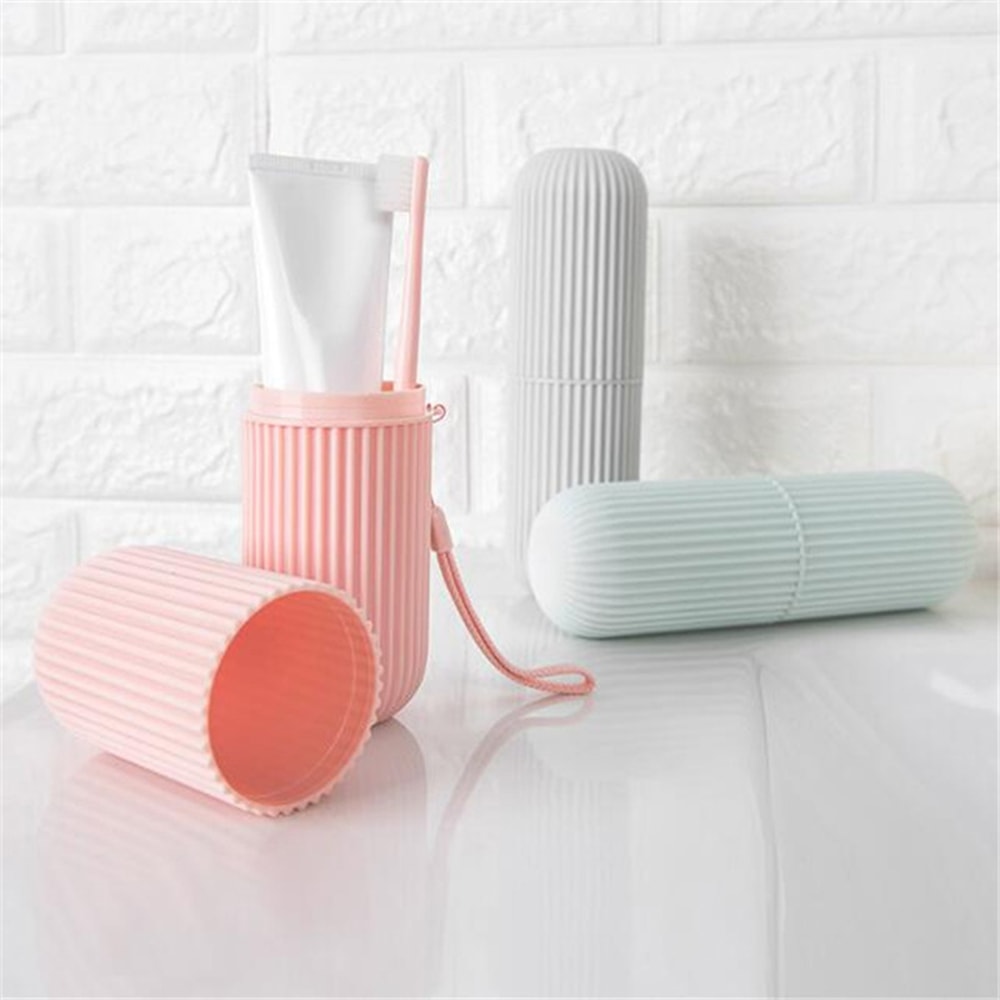 Portable Mouthwash Cup Vertical Stripe Travel Toothbrush Box Brushing Cup Washing Cup Toothpaste St 2