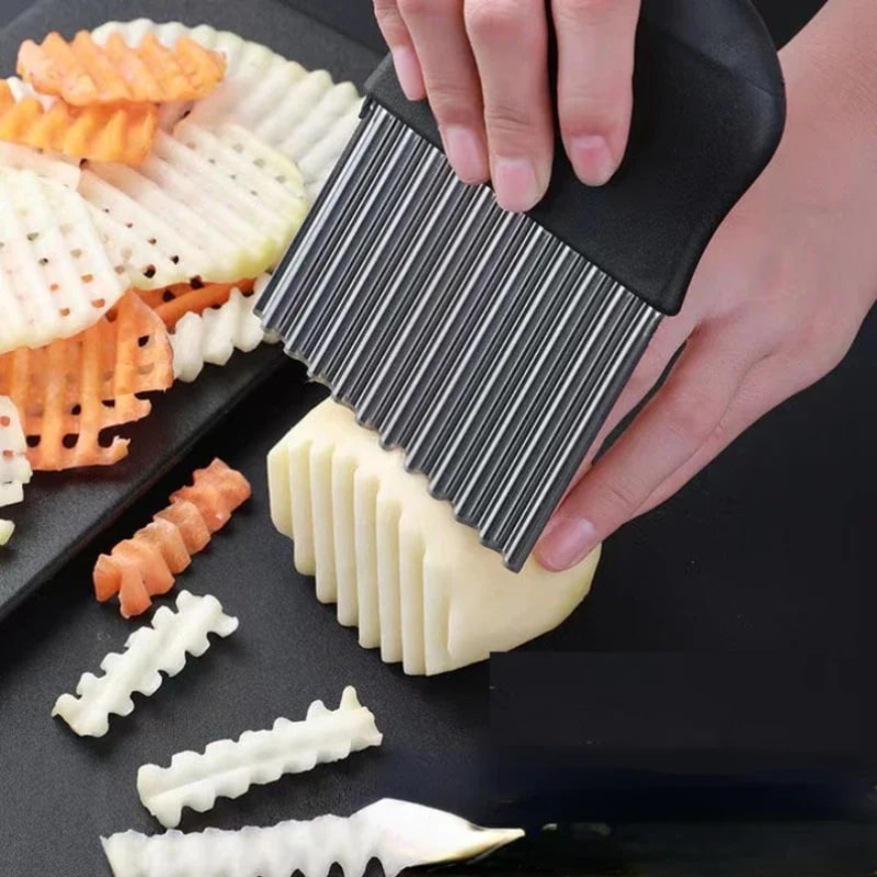 Potato Knife For Cutting Vegetables Stainless Steel Wave Knife Kitchen Cutter French Fry Knife Wolf 2