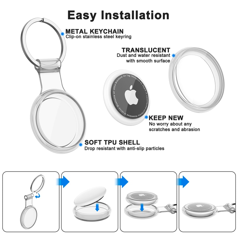 TPU Case For Apple Airtag Waterproof Antilost Keychain Holder Protective Full Cover For Dog Cat Pet 1