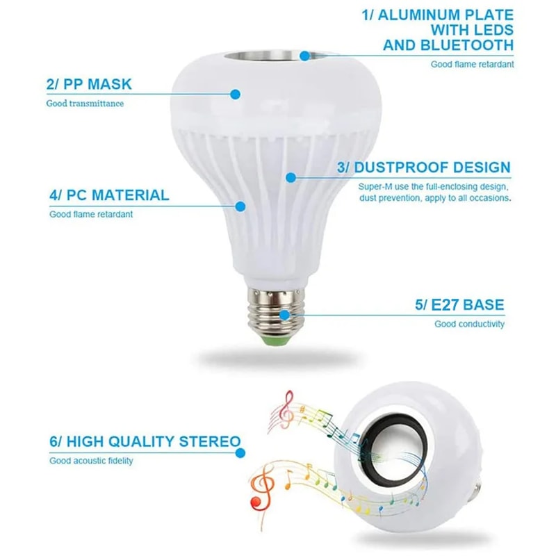 Color Changing RGB Lamp Bluetooth Speaker Music Bulb Remote Control Light Bulb For Bedroom 3