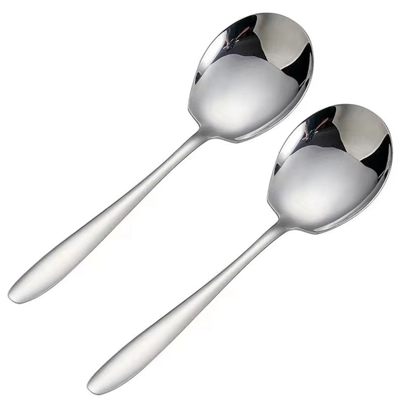 Large Size Dining Spoon Big Head Stainless Steel Round Spoon Stirring Dessert Spoons For Kitchen Di 5