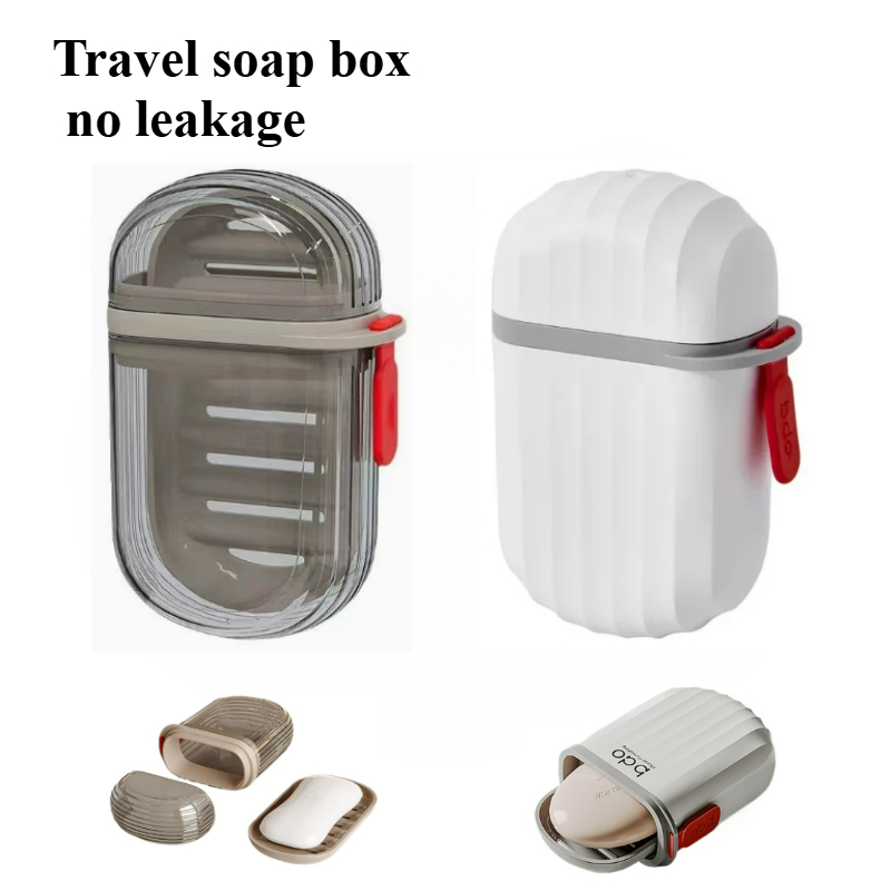 Small Soap Case Bathroom Drain Tray Travel Portable Soap Box With Lid Sealed Soap Container For Cam 1
