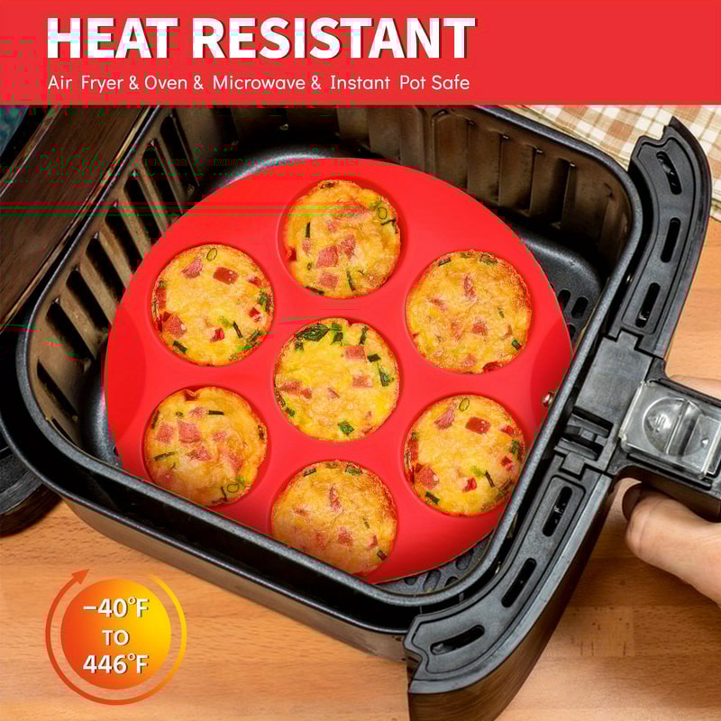 Non-Stick Muffin Pan for Cupcakes, Quiches & Tarts, Silicone Egg Bite Molds for Air Fryer, Dishwasher Safe