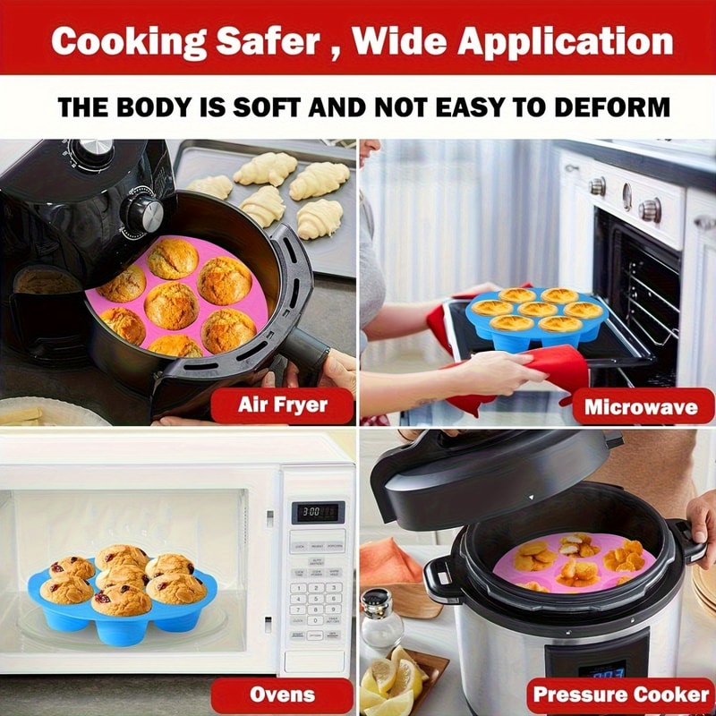 Non-Stick Muffin Pan for Cupcakes, Quiches & Tarts, Silicone Egg Bite Molds for Air Fryer, Dishwasher Safe