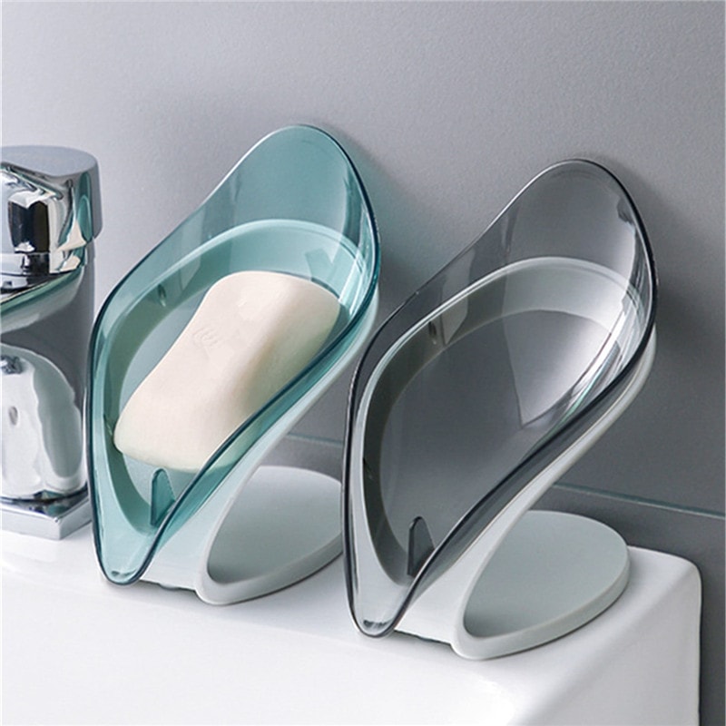 Leaf Shape Toilet Soap Rack Tray Suction Cup Soap Dish Holder With Drain For Bathroom Basin And Sho 1