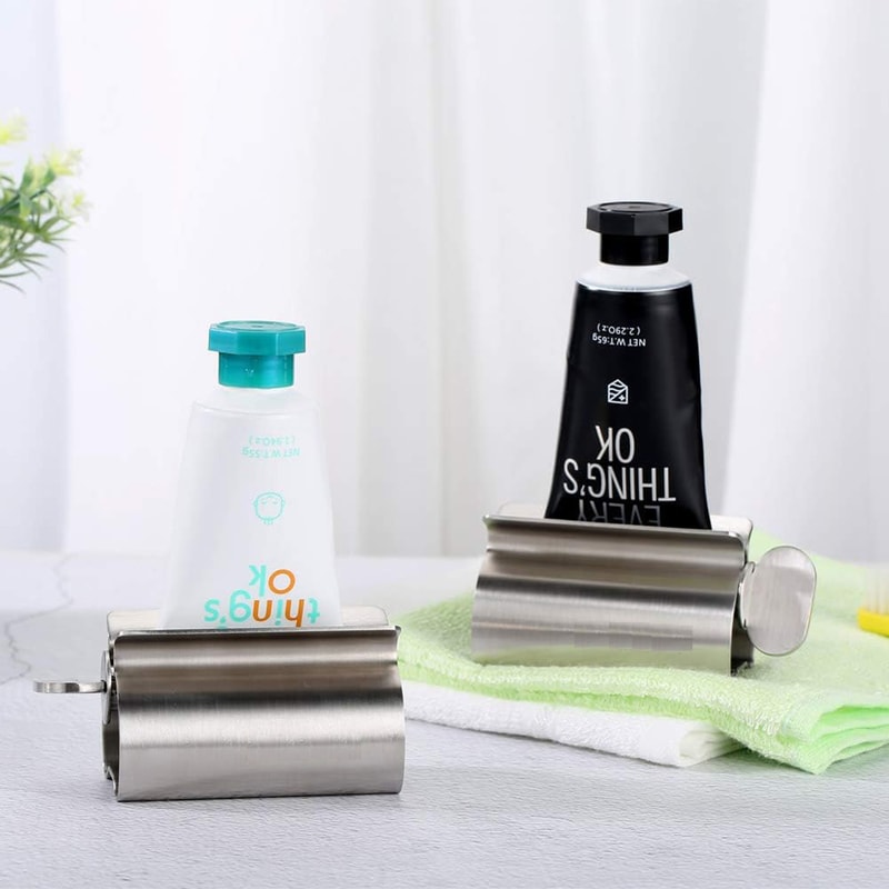 Toothpaste Squeezer Bathroom Accessories, Tube Roller Stainless Steel Wringer, Cosmetics Ointments Rotate Dispenser