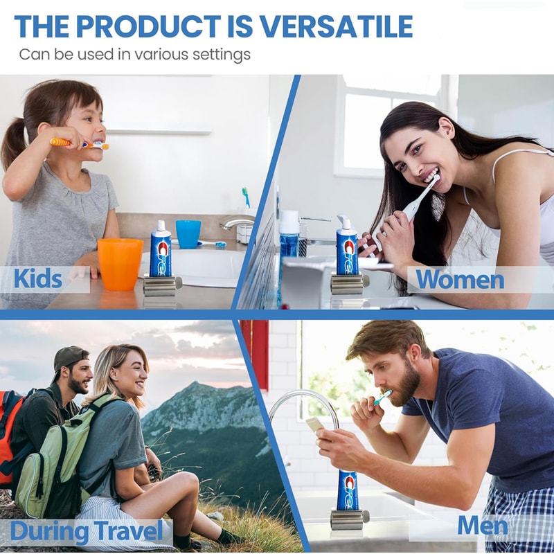 Toothpaste Squeezer Bathroom Accessories, Tube Roller Stainless Steel Wringer, Cosmetics Ointments Rotate Dispenser