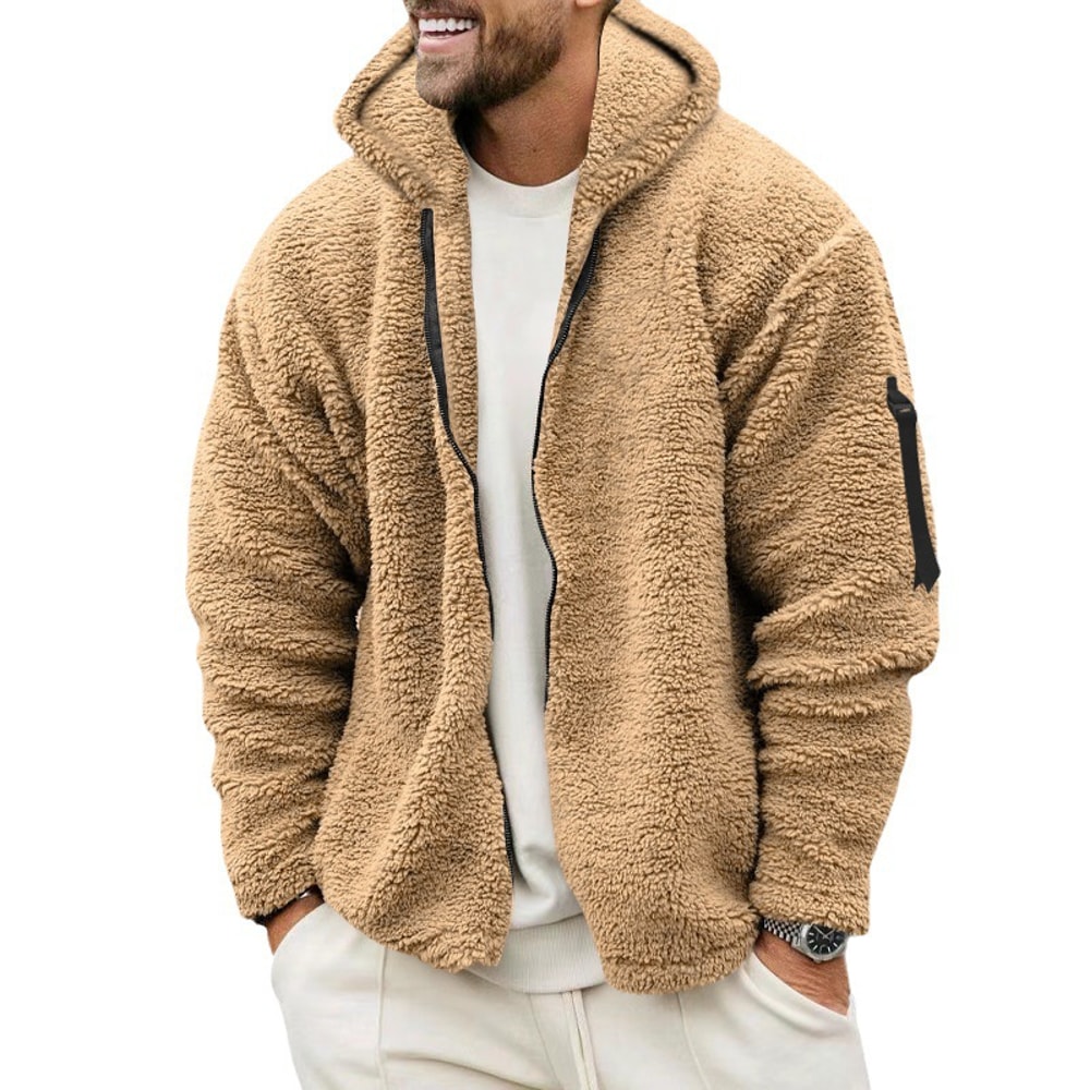 Casual Hooded Jacket For Men Autumn And Winter DoubleSided Fleece Coat 1