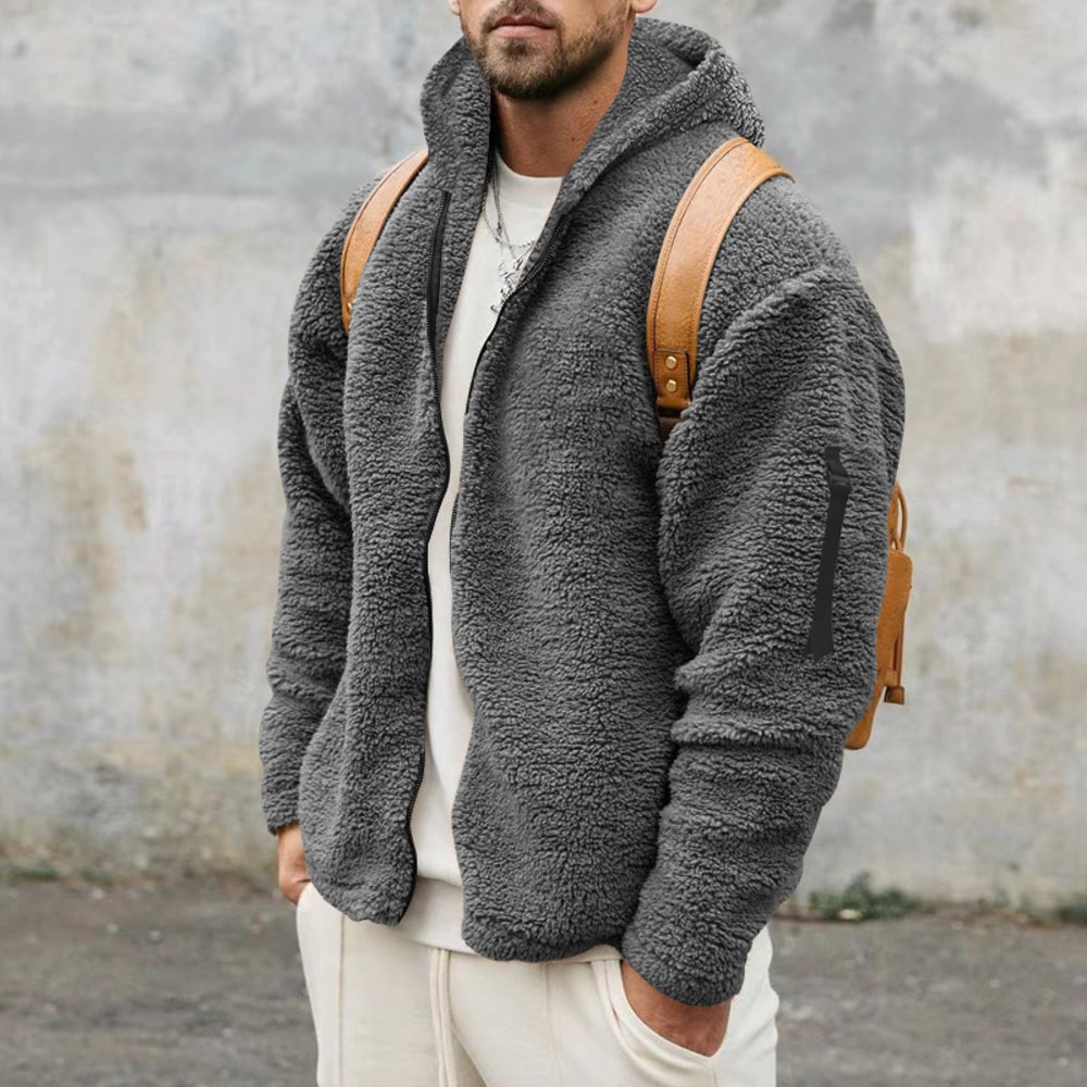 Casual Hooded Jacket For Men Autumn And Winter DoubleSided Fleece Coat 2