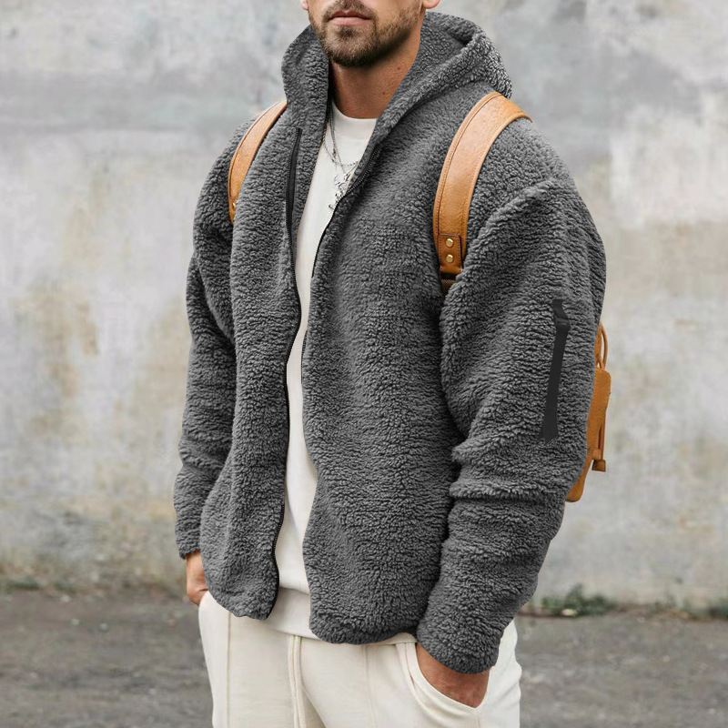 Casual Hooded Jacket For Men Autumn And Winter DoubleSided Fleece Coat 2