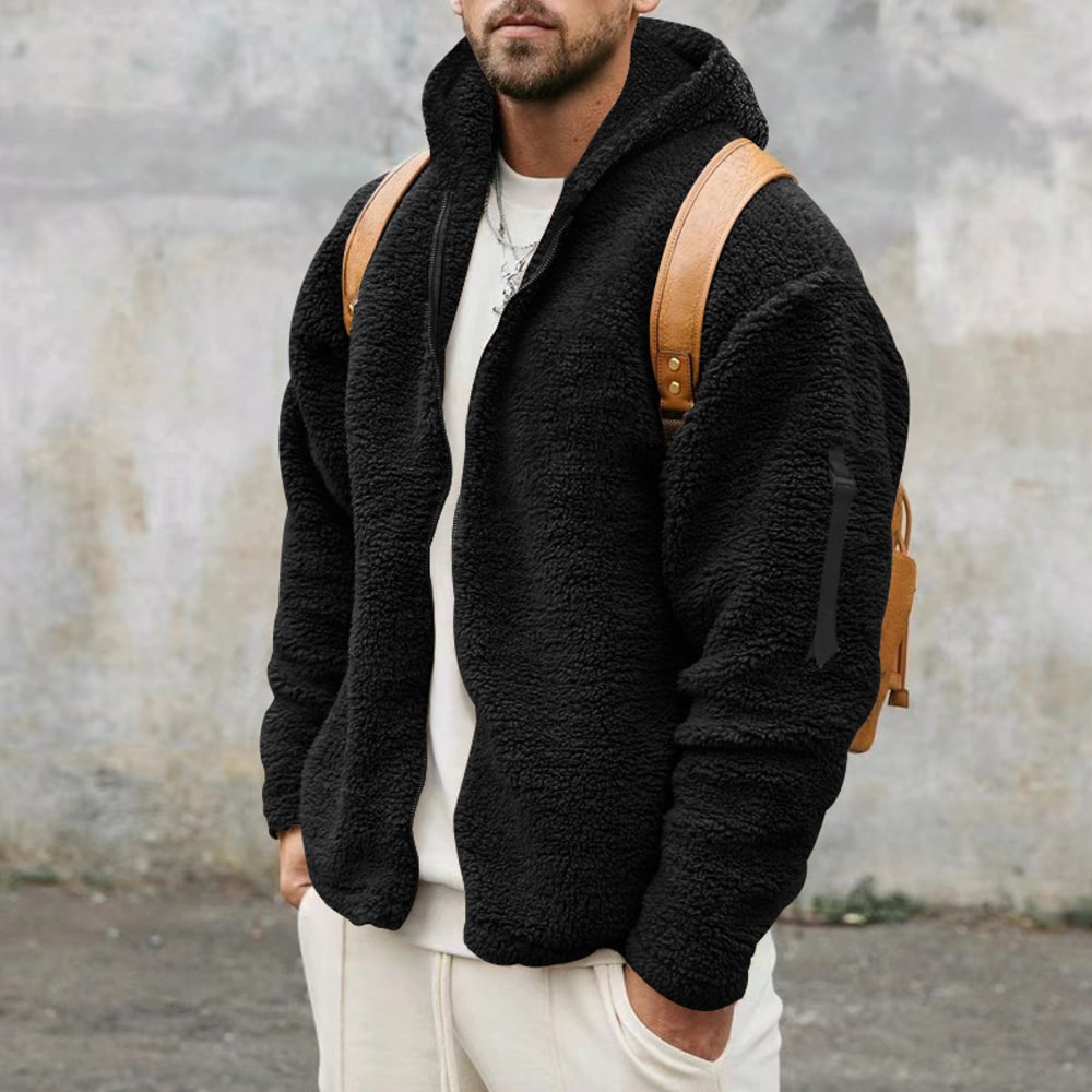 Casual Hooded Jacket For Men Autumn And Winter DoubleSided Fleece Coat 3