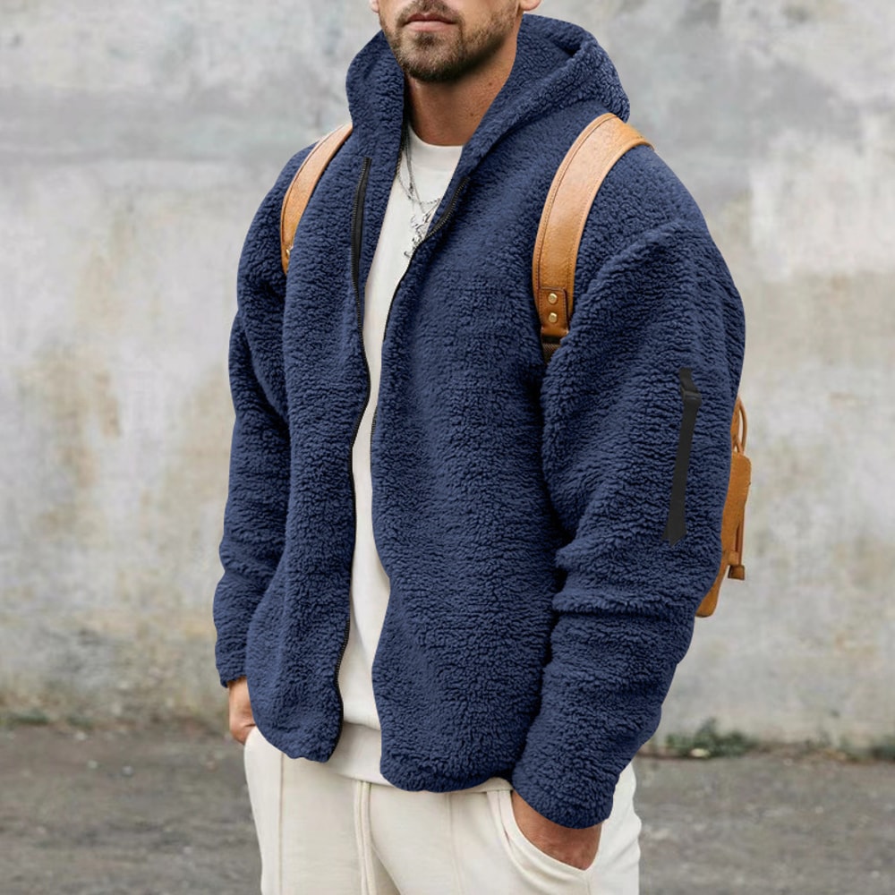 Casual Hooded Jacket For Men Autumn And Winter DoubleSided Fleece Coat 6