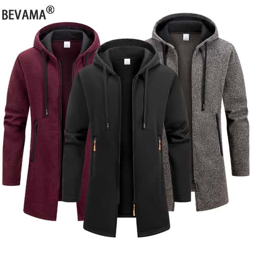Zipper Hooded Oversize Winter Warm Jacket, New Streetwear Men's Long Sleeve Sweatshirts for Men