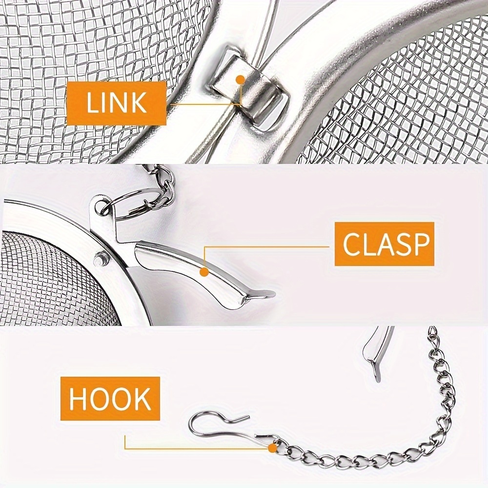 Flavored Tea Filter Ball Stainless Steel Soup Filter Ball With Chain Hook Tea Steeper Ball For Infu