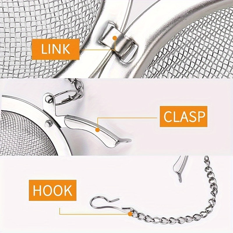 Flavored Tea Filter Ball Stainless Steel Soup Filter Ball With Chain Hook Tea Steeper Ball For Infu