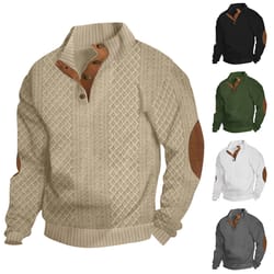 cross-border hot-selling casual jacquard knitted pullover sweater for men, autumn and winter stand-up collar long-sleeve