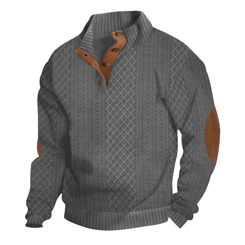 CrossBorder HotSelling Casual Jacquard Knitted Pullover Sweater For Men Autumn And Winter StandUp C 3