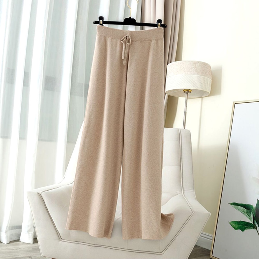 Soft Elastic High Waist Women Pants Thick Warm Knitted Casual Chic Korean Fashion AnkleLength 6