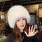 Warm Ear Protection Winter Hat For Women Snow Ski Cap Faux Fox Fur Bomber Windproof Russian Bonnet 0