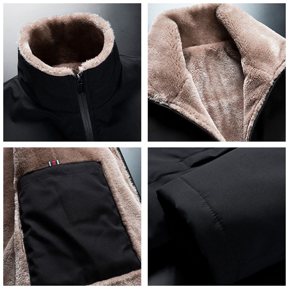 Men Fashion Casual Coat Men Winter Windproof Jacket Thick Fleece Outdoor Classic Jacket Men 3