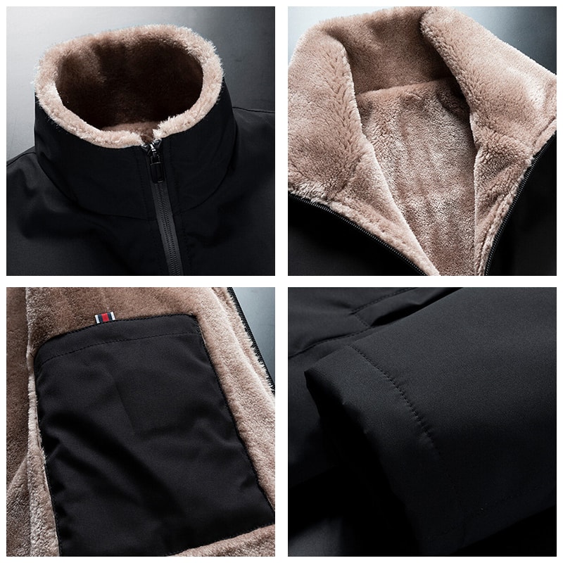 Men Fashion Casual Coat Men Winter Windproof Jacket Thick Fleece Outdoor Classic Jacket Men 3