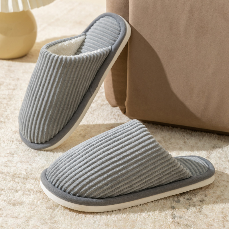 Non Slip Soft Shoes, Winter Warm Plush Men Slippers, Comfort Flat Heel Indoor Bedroom Slippers for Home