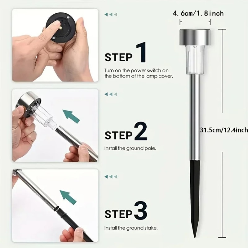 LED Light for Yard, Solar Powered Waterproof Landscape Path Solar Lights Outdoor Garden Lamp