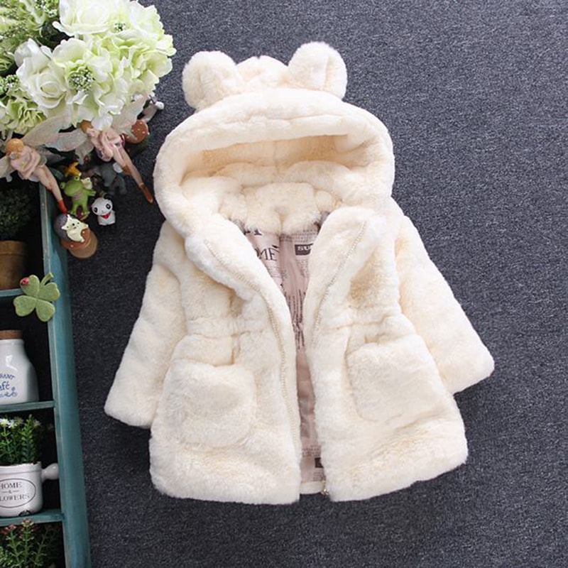 Hooded Parka Winter Baby Girls Clothes Faux Fur Coat Fleece Jacket Warm Snowsuit Outerwear Autumn C 1