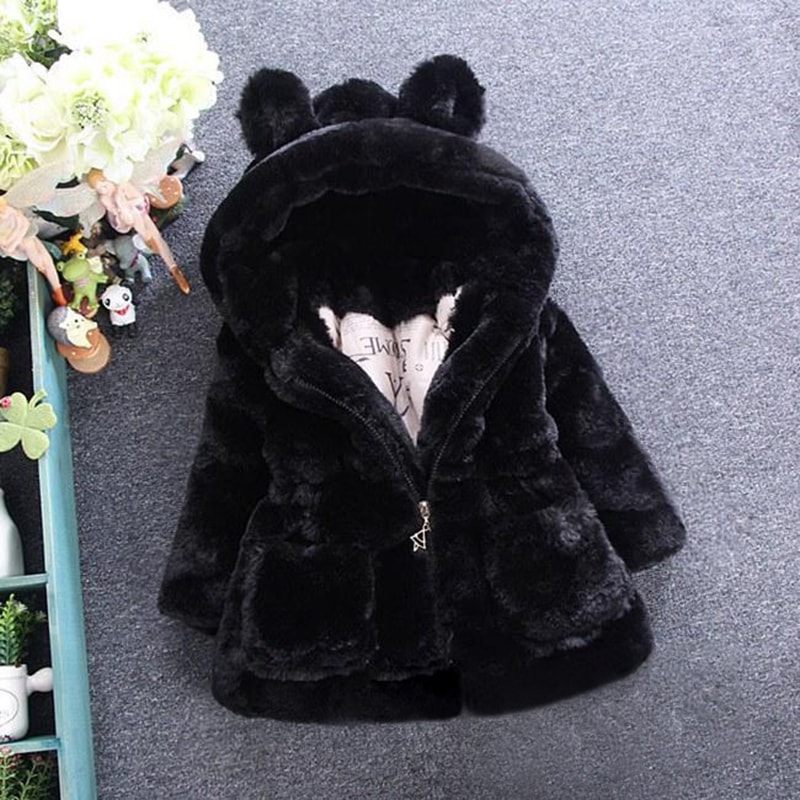 Hooded Parka Winter Baby Girls Clothes Faux Fur Coat Fleece Jacket Warm Snowsuit Outerwear Autumn C 2