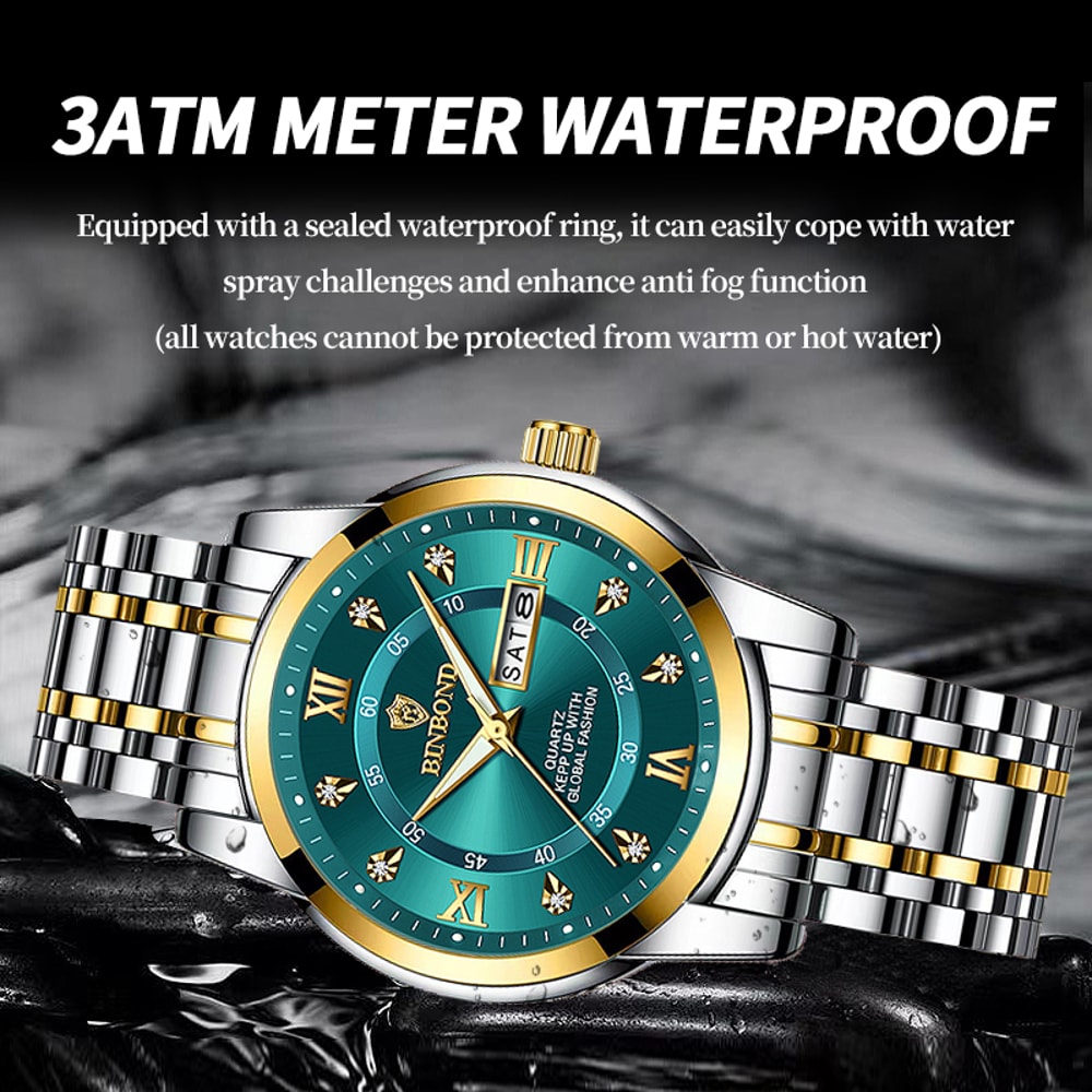 Men Waterproof Luxury Diver Watch, Quartz Wristwatch, Sport Date Clock Top Brand Fashion Watch
