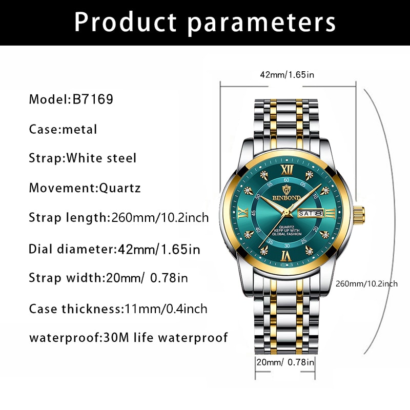 Men Waterproof Luxury Diver Watch, Quartz Wristwatch, Sport Date Clock Top Brand Fashion Watch