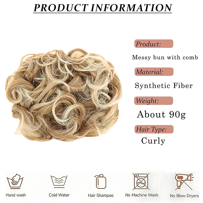 Synthetic Hair Combs Clip In Ponytail Short Scrunchie Chignon Messy Curly Dish Hair Bun 1