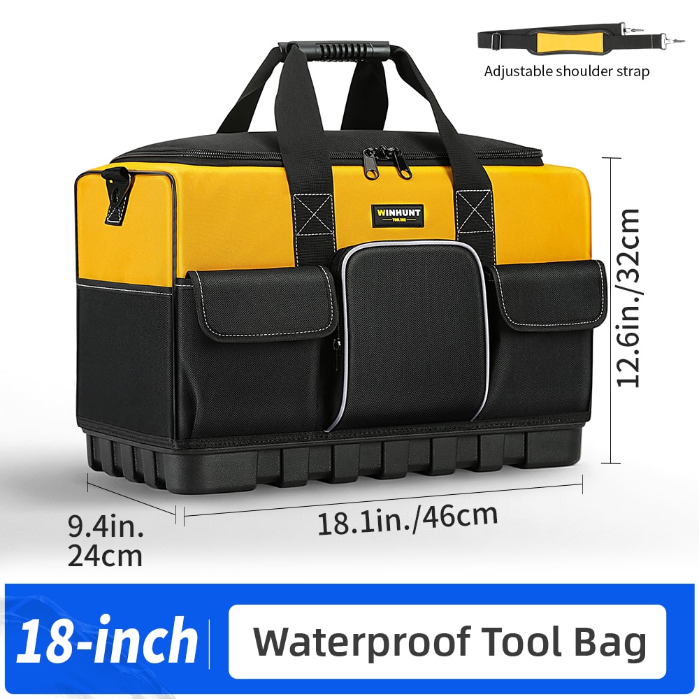 Durable Polyester HeavyDuty Tool Bag With Wide Mouth Waterproof Base Adjustable Shoulder Strap 7