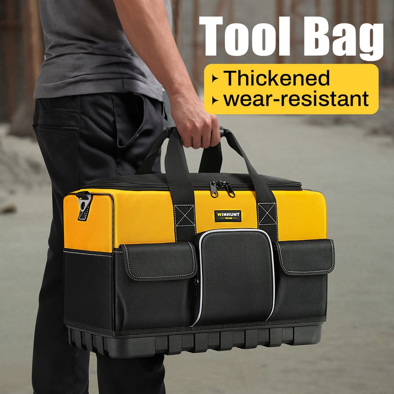 Durable Polyester HeavyDuty Tool Bag With Wide Mouth Waterproof Base Adjustable Shoulder Strap 5