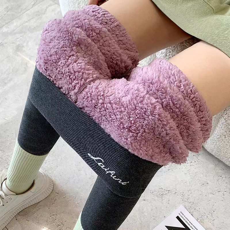 Stretchy Fleece Leggings For Women Casual Pencil Pants With Letter Print Warm Slim Fit Autumn Winte 1