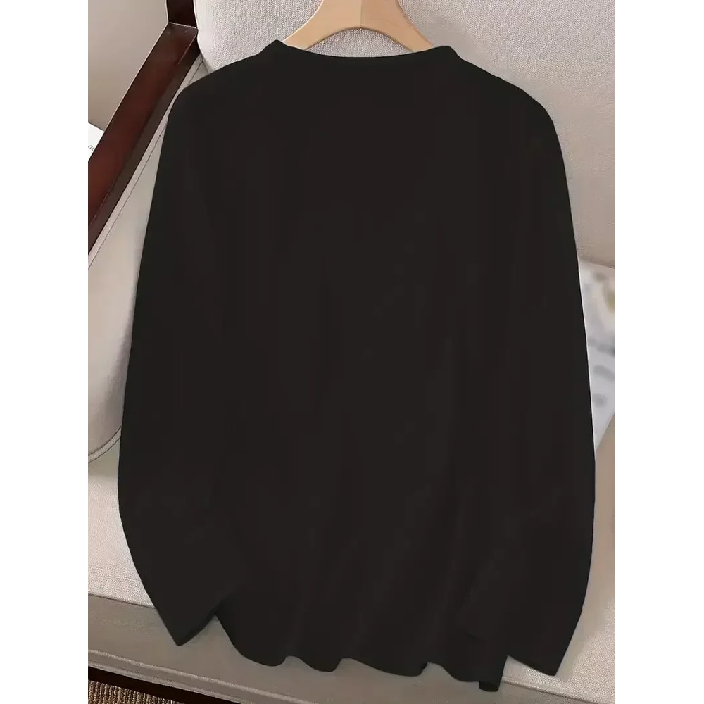 Vintage T Shirt Womens Print Crew Neck Love Heart Long Sleeve Top Casual TShirt 3