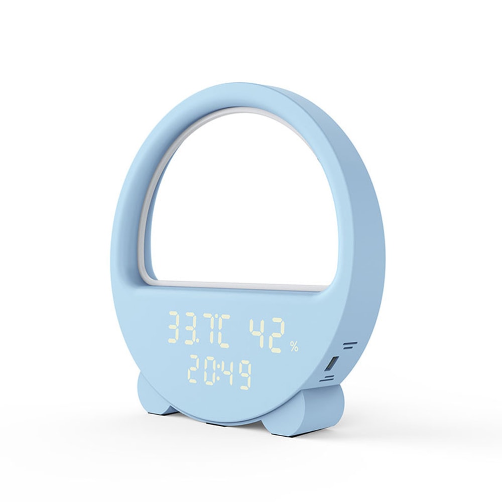Desktop Clock Multifunctional Night Light Temperature And Humidity Meter Bedside Lamp With Voice Wa 0