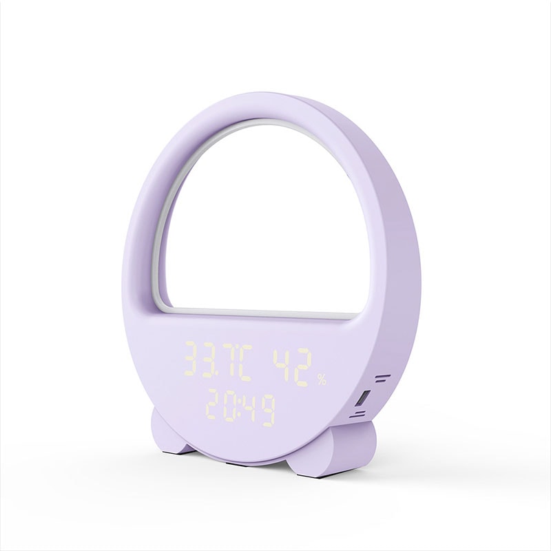 Desktop Clock Multifunctional Night Light Temperature And Humidity Meter Bedside Lamp With Voice Wa 7