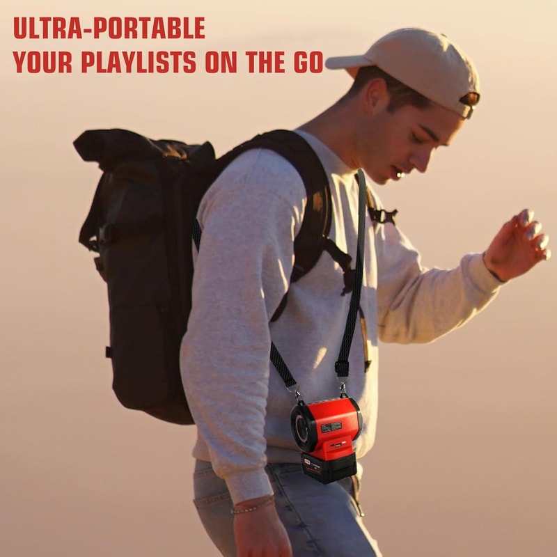 Bluetooth Speaker for Milwaukee, Makita Dewalt Bosch Battery, Loudspeaker Amplifier with USB Type-C