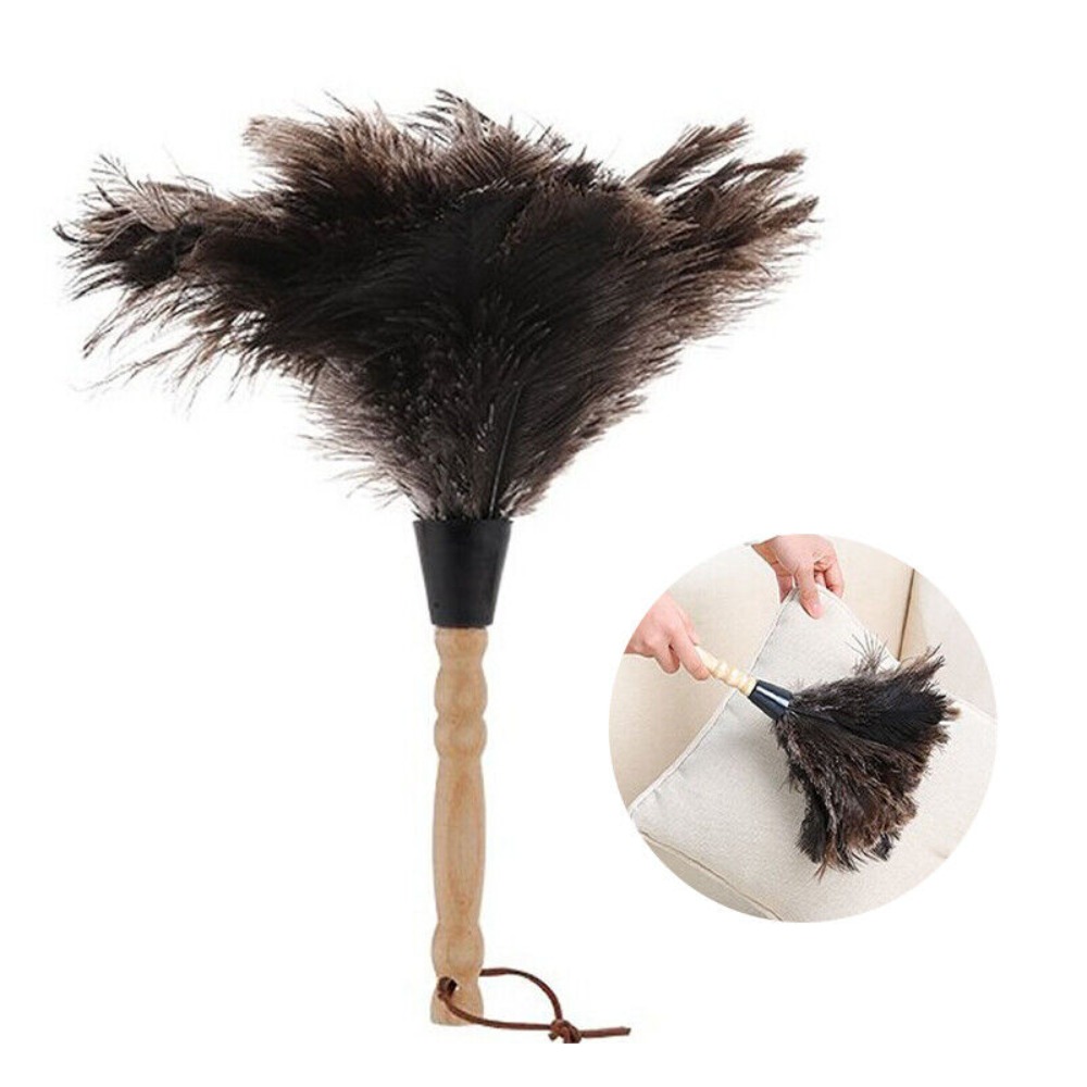 Ostrich Feather Brush Wooden Hand Car Clean Duster Cleaner For Dust Removal Household Use 0