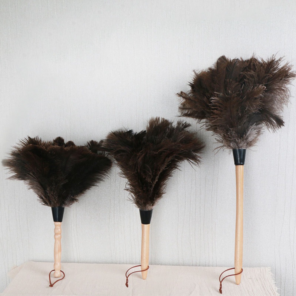 Ostrich Feather Brush Wooden Hand Car Clean Duster Cleaner For Dust Removal Household Use 1