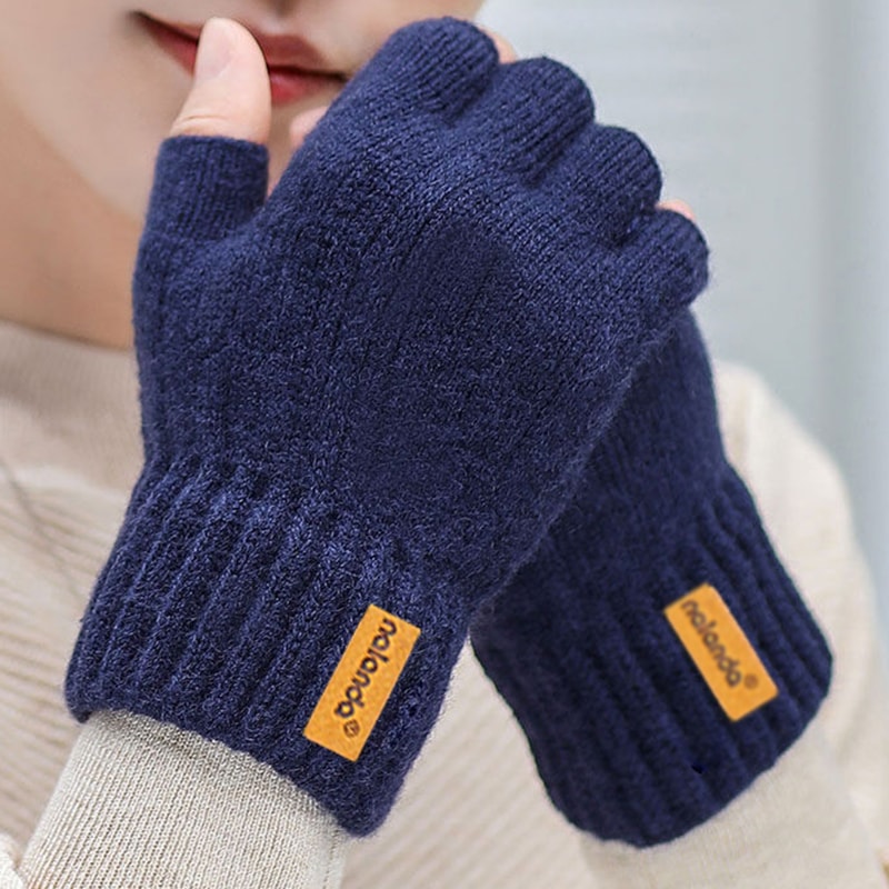 Warm Plush Fingerless Knitted Gloves For Winter Autumn Outdoor Sport Touchscreen Gloves For Men Wo 4