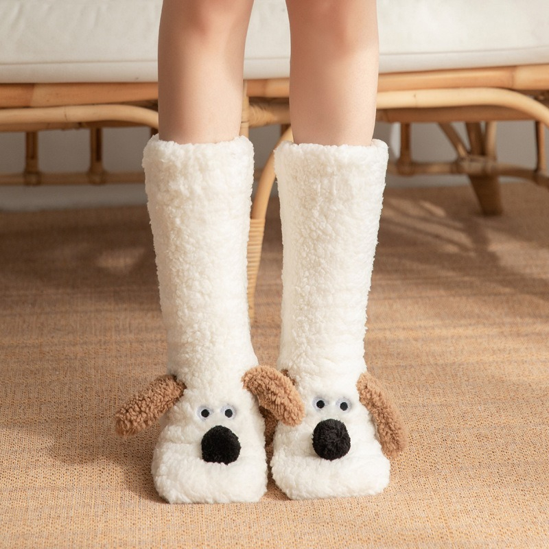 Cartoon Adult Sleep Socks Winter Socks New Dog Snow Socks Carpet Slippers Socks Leg Covers Christma 0
