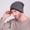 Thick Lined Knit Beanie Winter Outdoor Cap Warm Ear Protection Hat For Men Dark Gray Cycling Hat 0