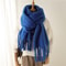 Warm Solid Pashmina Blanket Wraps For Women Cashmere Scarf With Big Tassel 13