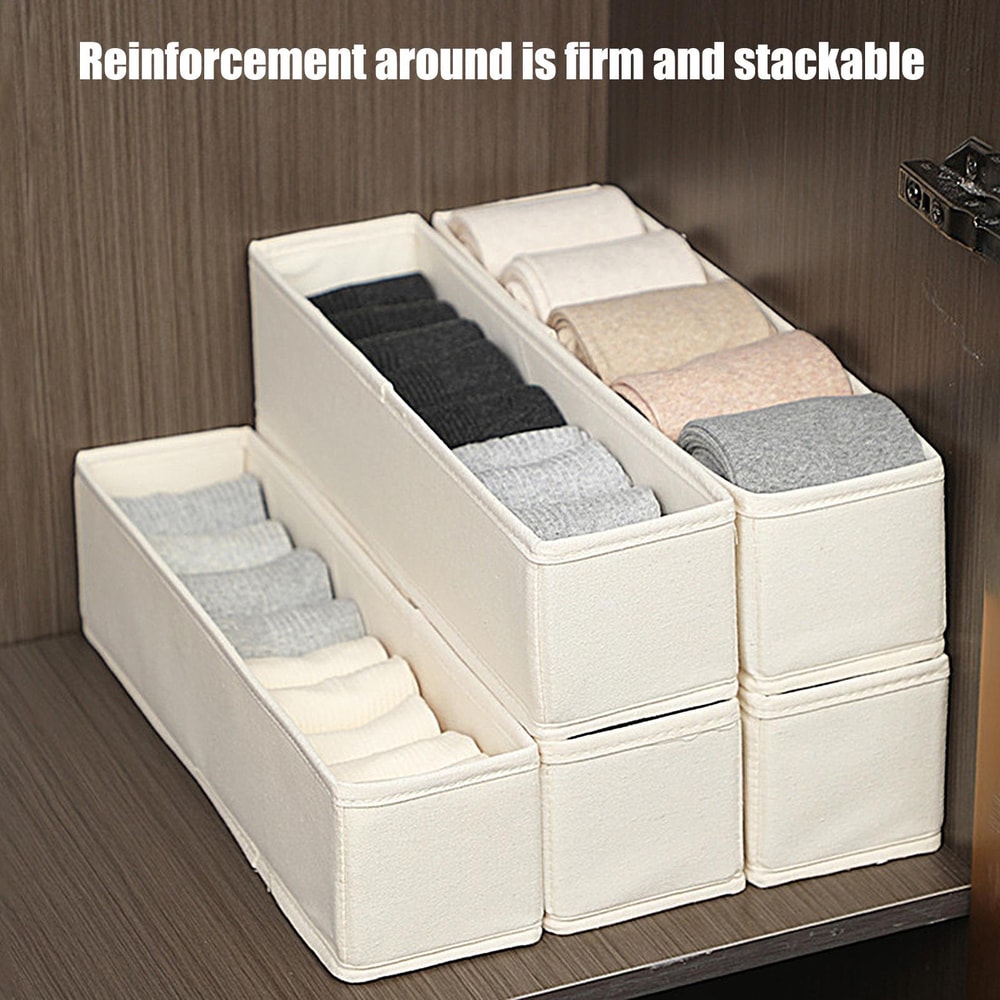 Space-Saving Long Storage Bin, Durable Fabric Storage Organizer, Foldable Sock Underwear Drawer Organizer