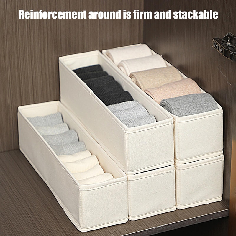 Space-Saving Long Storage Bin, Durable Fabric Storage Organizer, Foldable Sock Underwear Drawer Organizer
