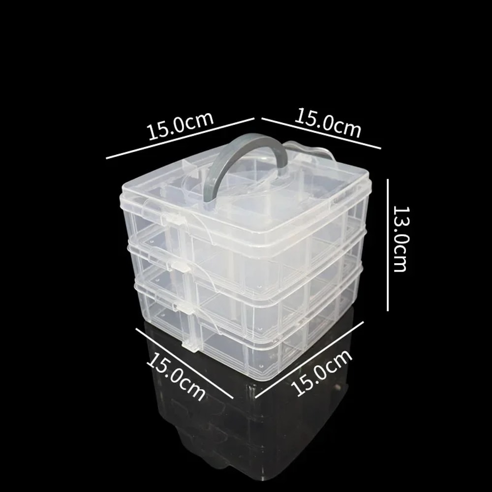 Clear Jewelry Sundries Organizer Adjustable Compartment Toy Container Stackable 3Tier Plastic Stora 6