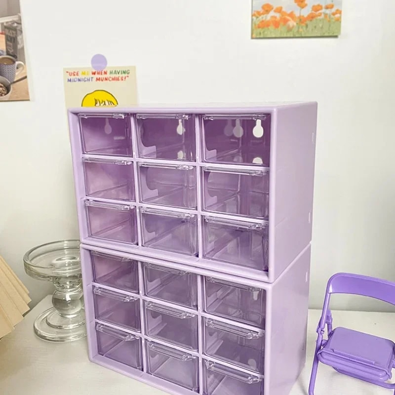 Cute Desktop Storage Boxes Organizer, Transparent Wall-mounted Student Desk Sundries Storage Box